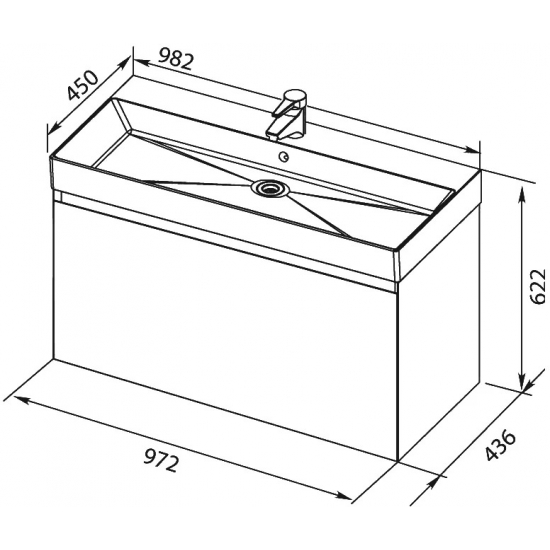 Тумба с раковиной AQUANET Йорк 100 подвесная, белая
