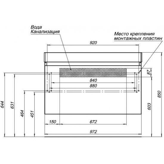 Тумба с раковиной AQUANET Йорк 100 подвесная, белая