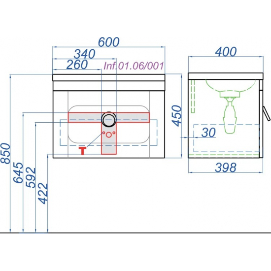 Тумба с раковиной AQWELLA 5 stars Infinity 60 белая