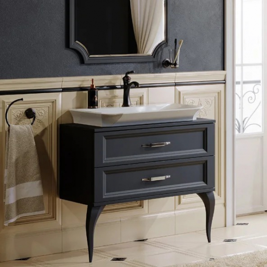 Тумба с раковиной AQWELLA 5 stars LaDonna 85 чёрная матовая