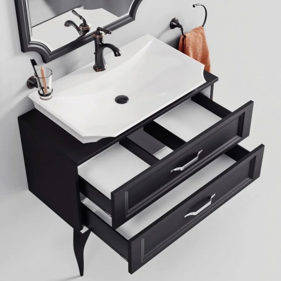 Тумба с раковиной AQWELLA 5 stars LaDonna 85 чёрная матовая
