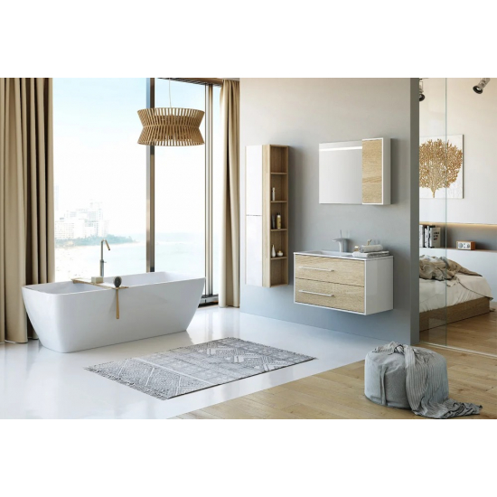 Тумба с раковиной AQWELLA 5 stars Miami 90 L левая, Дуб сонома