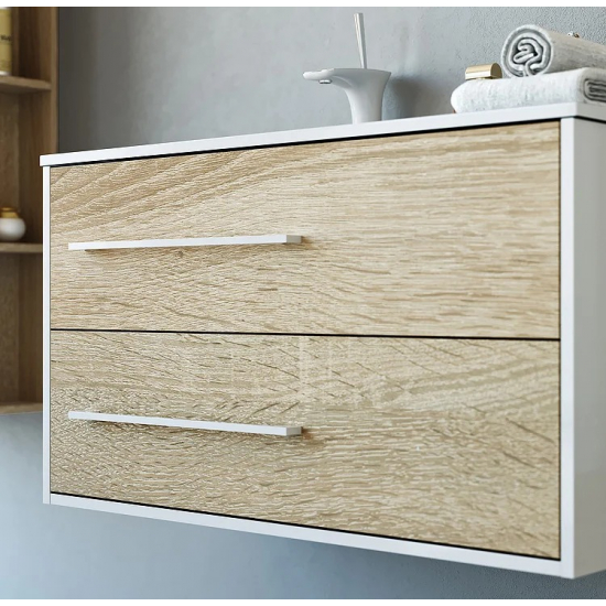 Тумба с раковиной AQWELLA 5 stars Miami 90 L левая, Дуб сонома