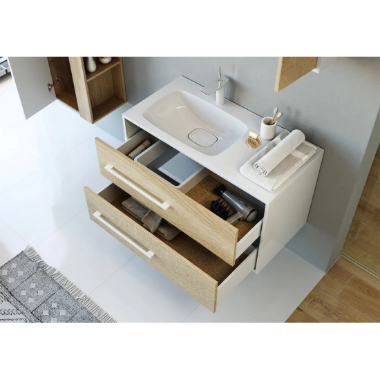 Тумба с раковиной AQWELLA 5 stars Miami 90 L левая, Дуб сонома