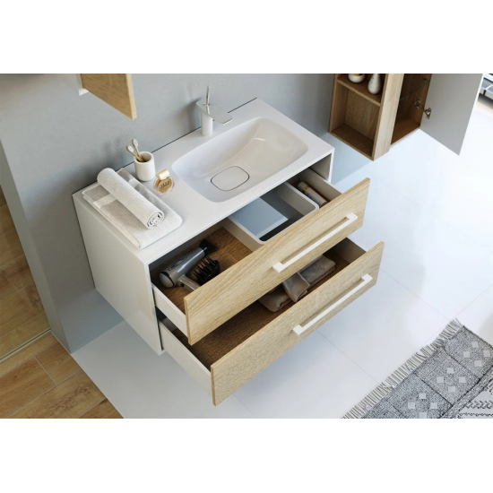 Тумба с раковиной AQWELLA 5 stars Miami 90 R правая, Дуб сонома