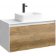 Тумба с раковиной AQWELLA 5 stars Mobi 100 белая, дуб балтийский