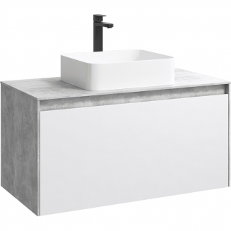 Тумба с раковиной AQWELLA 5 stars Mobi 100 бетон светлый, белый