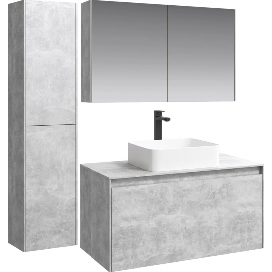 Тумба с раковиной AQWELLA 5 stars Mobi 100 бетон светлый
