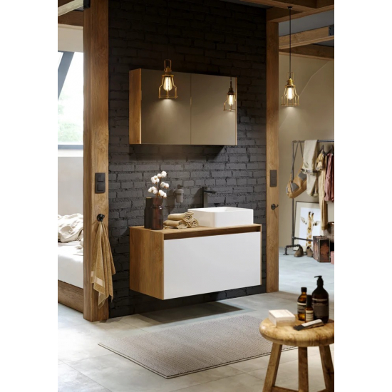 Тумба с раковиной AQWELLA 5 stars Mobi 100 дуб балтийский, белая