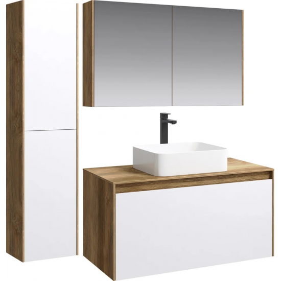 Тумба с раковиной AQWELLA 5 stars Mobi 100 дуб балтийский, белая