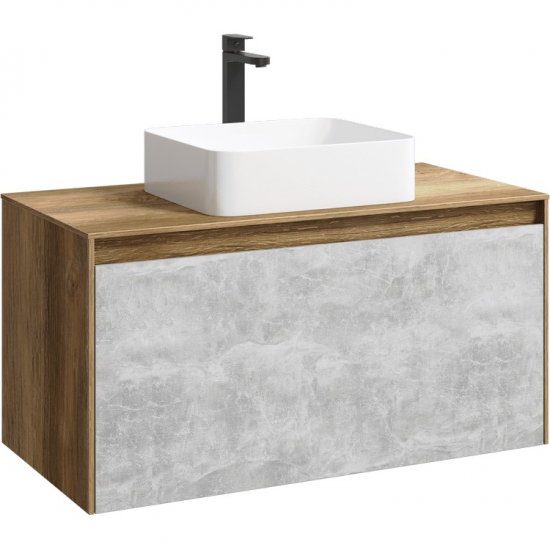 Тумба с раковиной AQWELLA 5 stars Mobi 100 дуб балтийский, бетон светлый