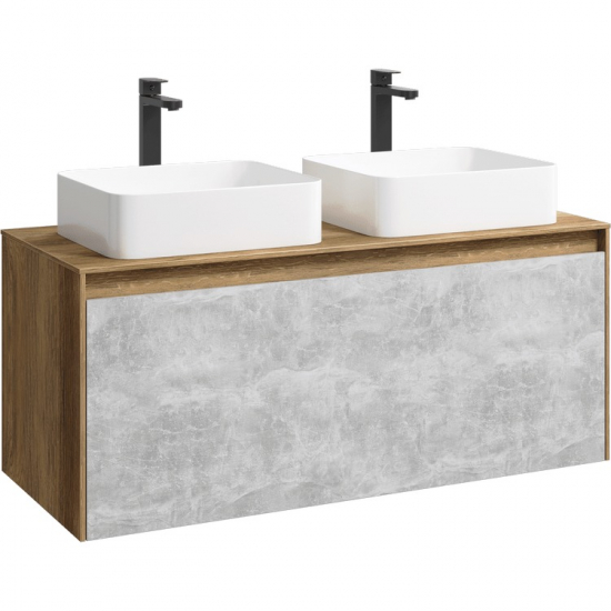Тумба с раковиной AQWELLA 5 stars Mobi 120 дуб балтийский, бетон светлый