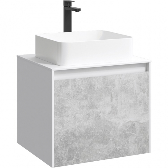 Тумба с раковиной AQWELLA 5 stars Mobi 60 белая, бетон светлый