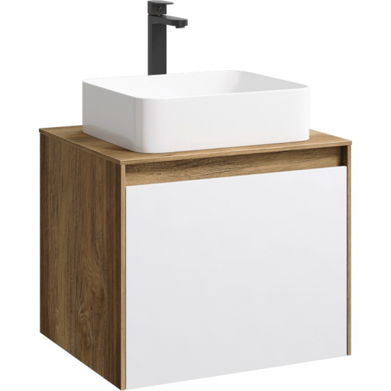 Тумба с раковиной AQWELLA 5 stars Mobi 60 дуб балтийский, белая