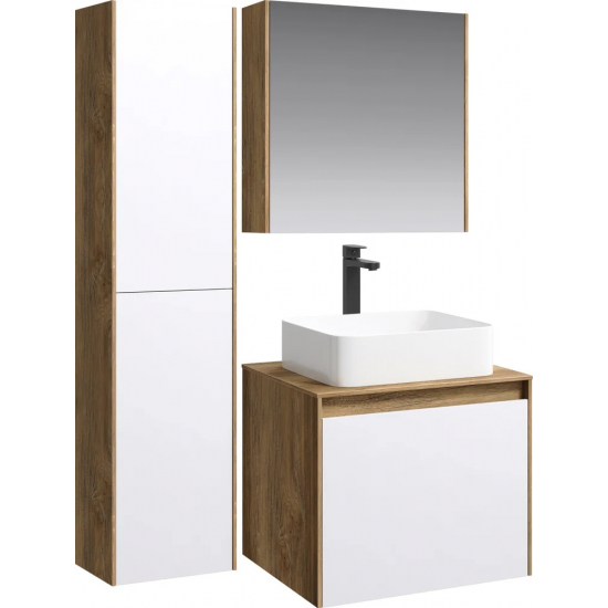 Тумба с раковиной AQWELLA 5 stars Mobi 60 дуб балтийский, белая