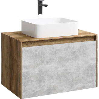 Тумба с раковиной AQWELLA 5 stars Mobi 80 дуб балтийский, бетон светлый
