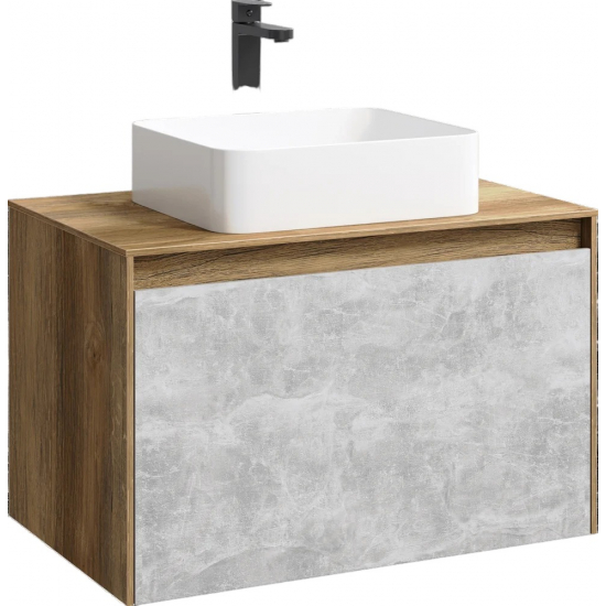 Тумба с раковиной AQWELLA 5 stars Mobi 80 дуб балтийский, бетон светлый