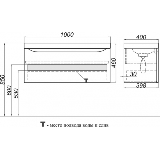 Тумба с раковиной AQWELLA 5 stars Verona 100 белая