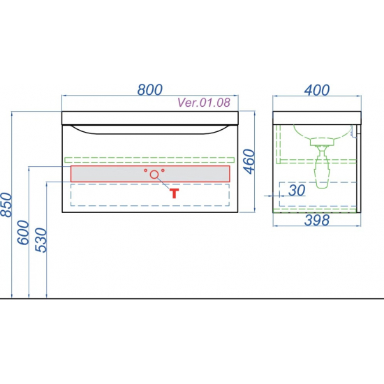 Тумба с раковиной AQWELLA 5 stars Verona 80 белая