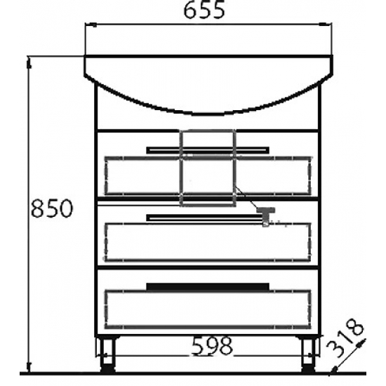 Тумба с раковиной AQWELLA  Allegro 65 с 3 ящиками