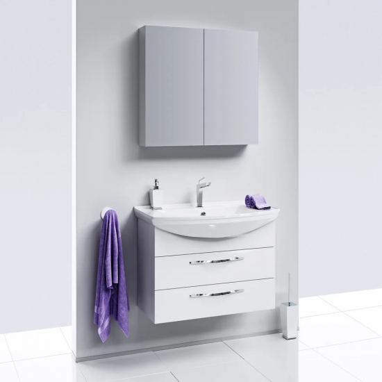Тумба с раковиной AQWELLA  Allegro 75 подвесная, с 2 ящиками