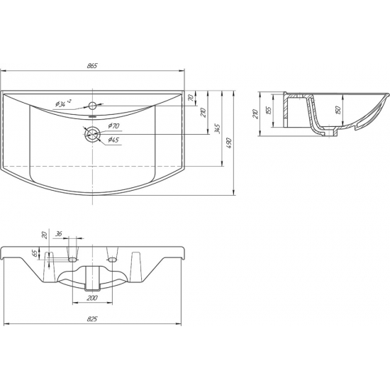 Тумба с раковиной AQWELLA Barcelona 85 с бельевой корзиной