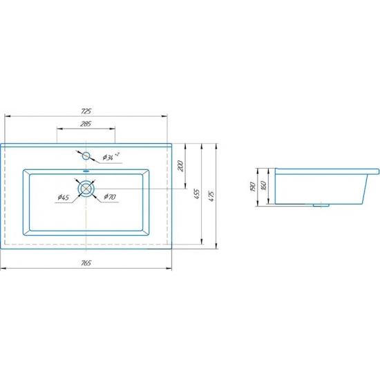 Тумба с раковиной AQWELLA Brig 75 напольная, белая