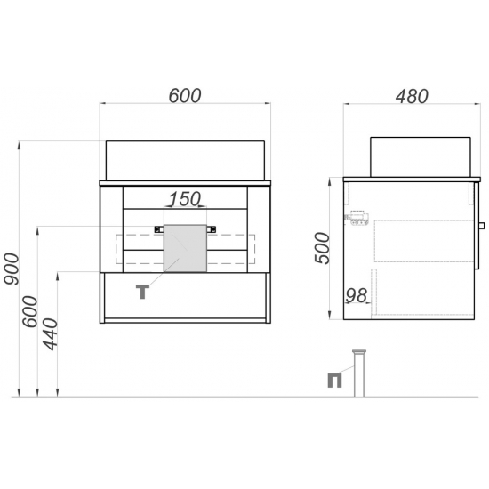 Тумба с раковиной AQWELLA Craft 60 дуб балтийский