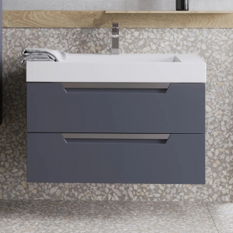 Тумба с раковиной AQWELLA Cube 90 серая матовая