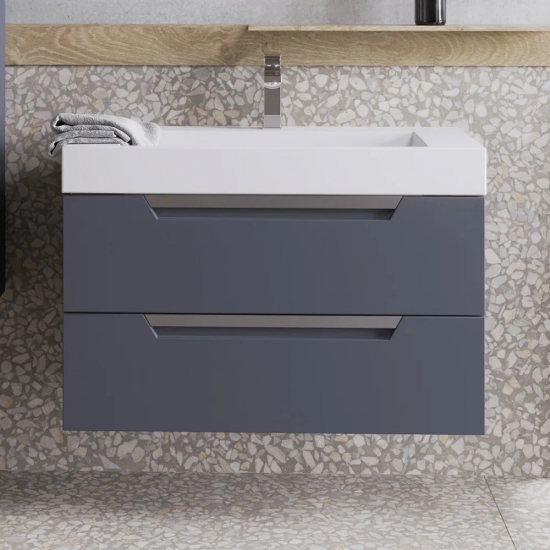 Тумба с раковиной AQWELLA Cube 90 серая матовая