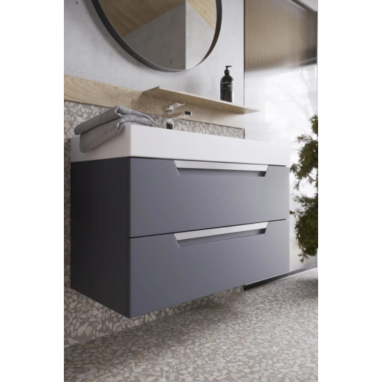 Тумба с раковиной AQWELLA Cube 90 серая матовая