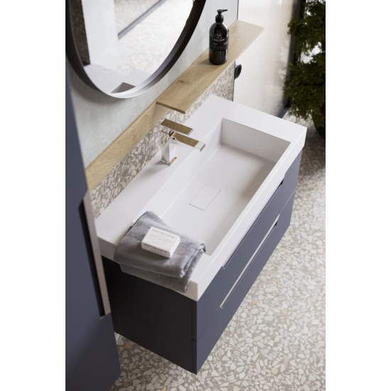 Тумба с раковиной AQWELLA Cube 90 серая матовая