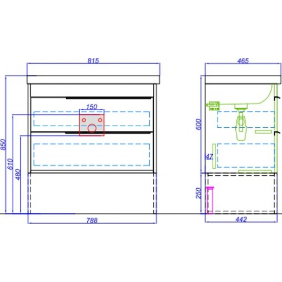 Тумба с раковиной AQWELLA Fargo 80 дуб балтийский
