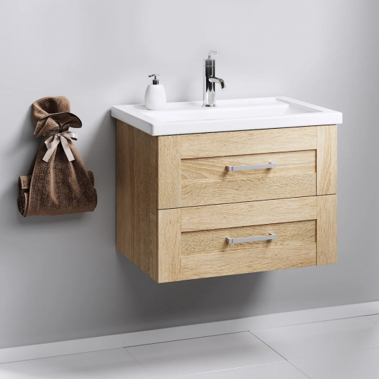 Тумба с раковиной AQWELLA Foster 60 подвесная, дуб сонома