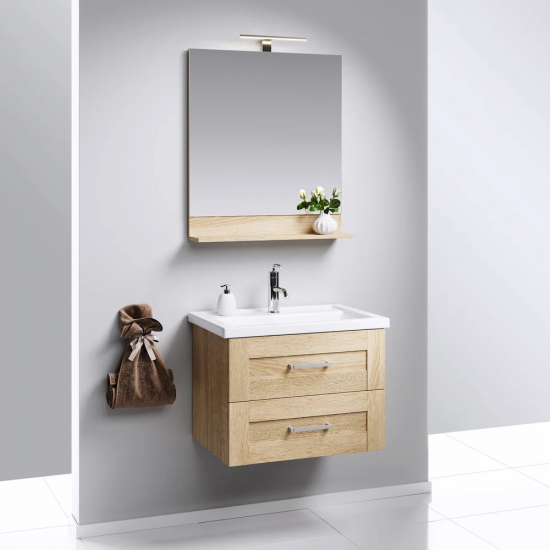 Тумба с раковиной AQWELLA Foster 60 подвесная, дуб сонома