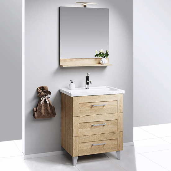 Тумба с раковиной AQWELLA Foster 80 напольная, дуб сонома