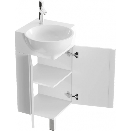 Тумба с раковиной AQWELLA Porto 45 угловая, белая, фурнитура белая