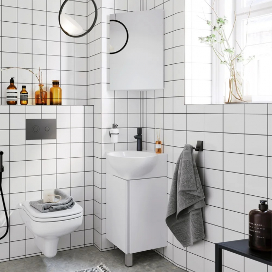 Тумба с раковиной AQWELLA Porto 45 угловая, белая, фурнитура белая