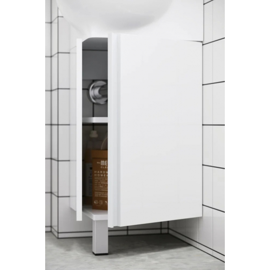 Тумба с раковиной AQWELLA Porto 45 угловая, белая, фурнитура белая