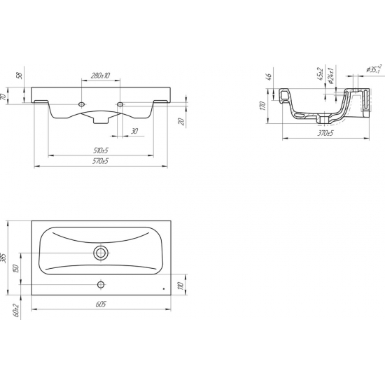 Тумба с раковиной AQWELLA Smart 60 дуб балтийский