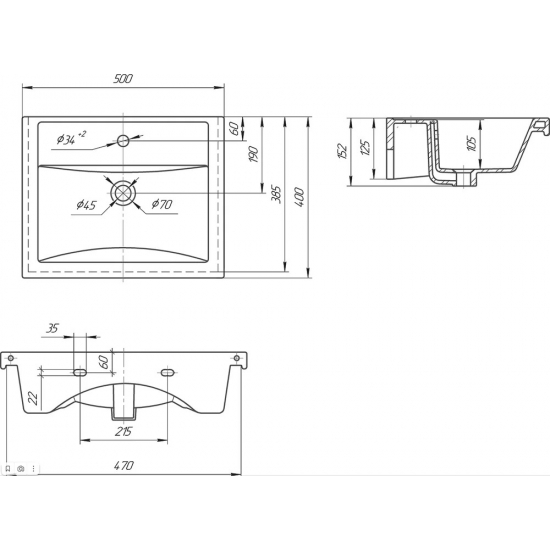 Тумба с раковиной AQWELLA Urban 50 подвесная, дуб балтийский