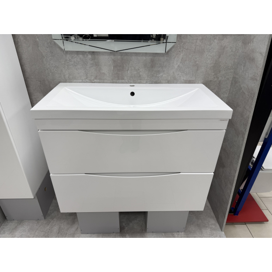 Тумба с раковиной AURA Андрея 100-2 напольная, белая