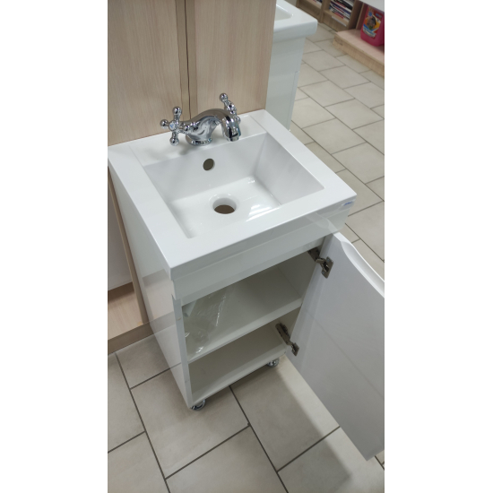 Тумба с раковиной AURA Андрея 40 R правая напольная, белая 