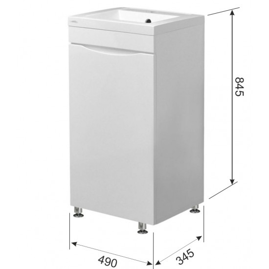 Тумба с раковиной AURA Андрея 50 напольная, белая