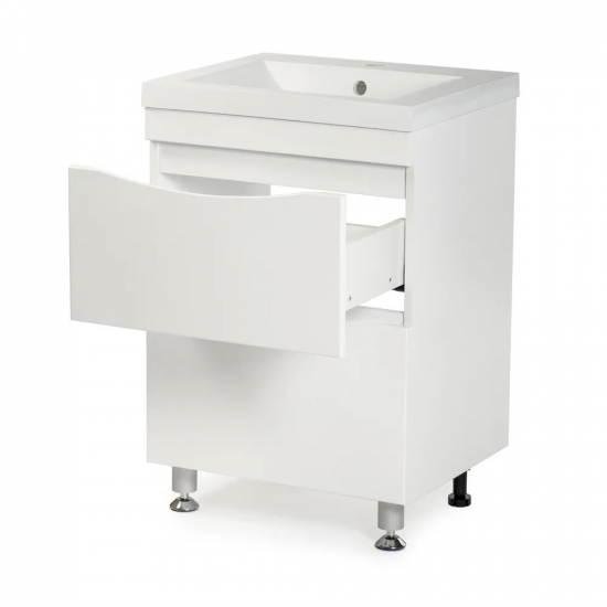 Тумба с раковиной AURA Андрея 58-2 напольная, белая 
