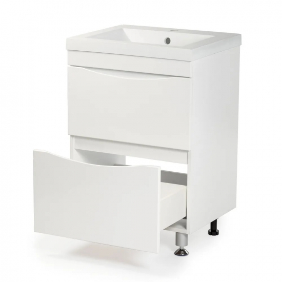 Тумба с раковиной AURA Андрея 58-2 напольная, белая 