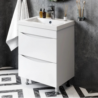 Тумба с раковиной AURA Андрея 58-2 напольная, белая 