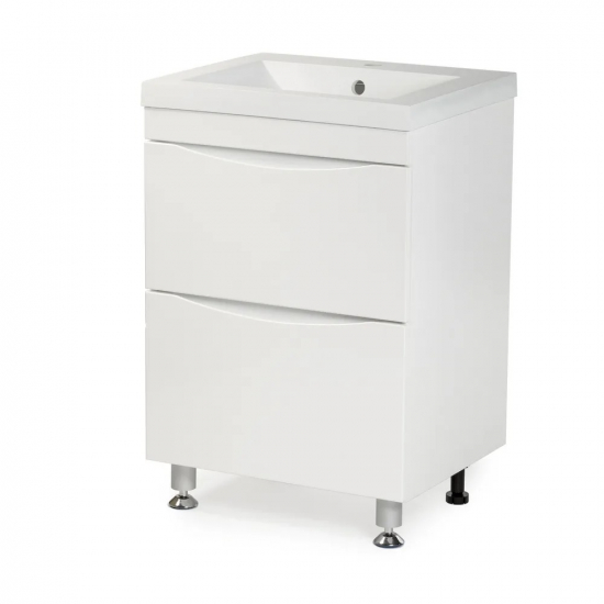 Тумба с раковиной AURA Андрея 58-2 напольная, белая 