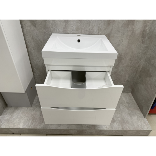 Тумба с раковиной AURA Андрея 58-2 пд подвесная, белая