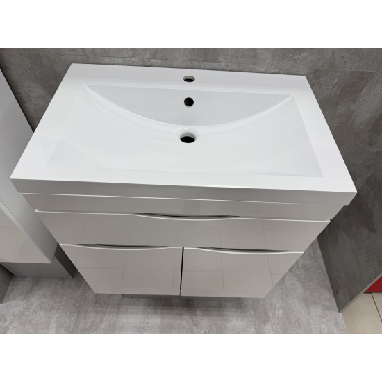 Тумба с раковиной AURA Андрея 75-1 напольная, белая